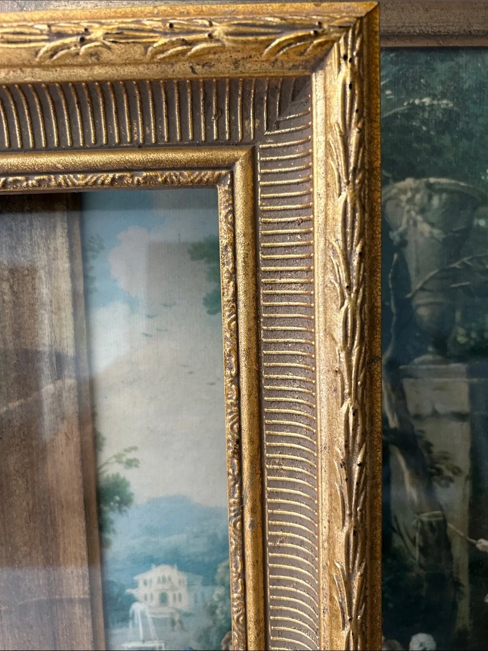 Vintage Gold Ornate wood  Frame 17 x 14, 11 x 14 inches approximately
